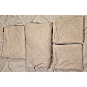 Ralph Lauren French Paisley Full Sheet Set Pillowcases Light Tan Neutral Cotton